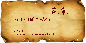 Petik Hágár névjegykártya